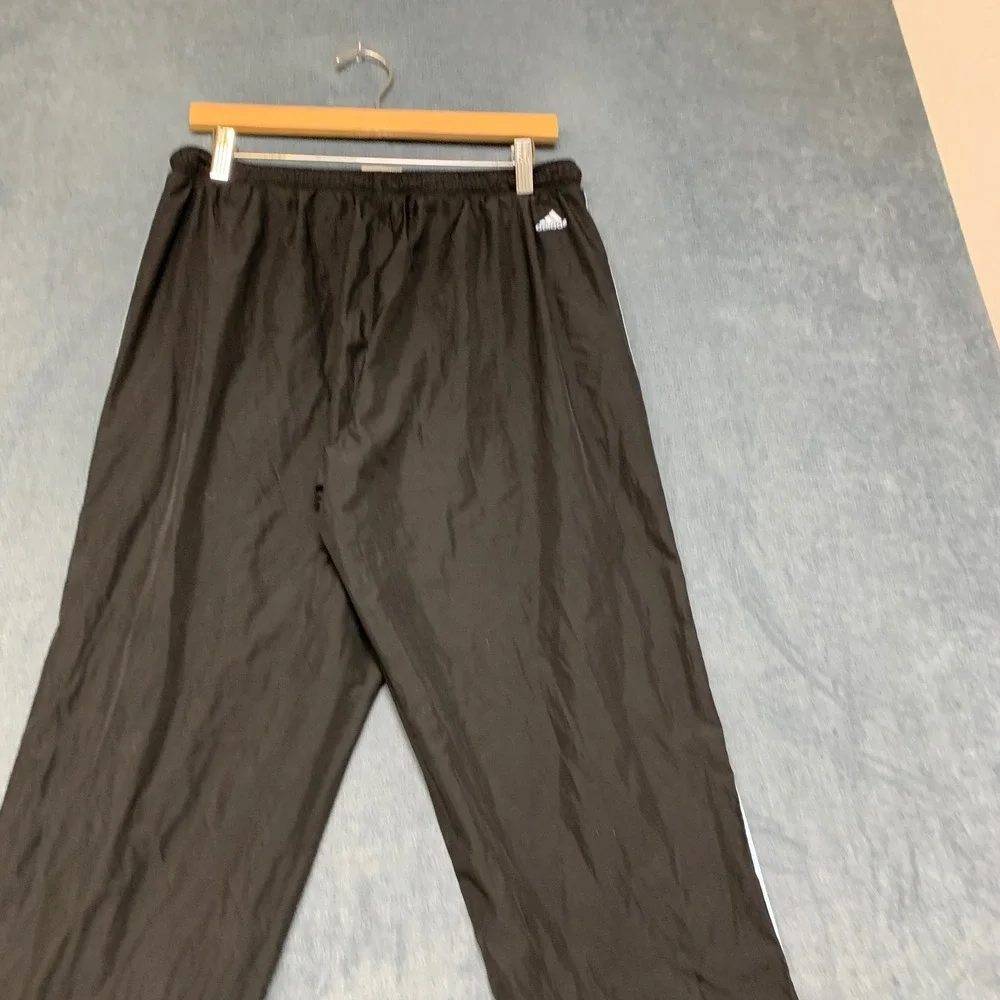 Adidas Track Pants Mens Large Black Logo Elastic Waist Performance Activewear